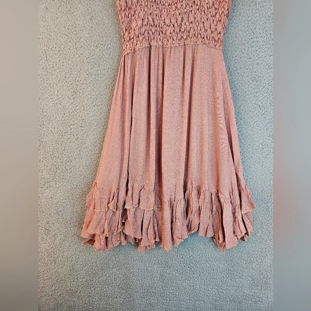 Free People Intimately Womens Adella V-Neck Slip Dress Sz XS Rose Lace & Ruffles